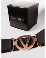 Pasek gumowy elegancki z klamrą logowany Anais czarny