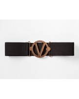 Pasek gumowy elegancki z klamrą logowany Anais czarny