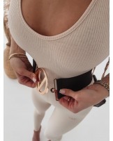 Pasek gumowy elegancki z klamrą logowany Anais czarny