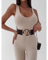 Pasek gumowy elegancki z klamrą logowany Anais czarny