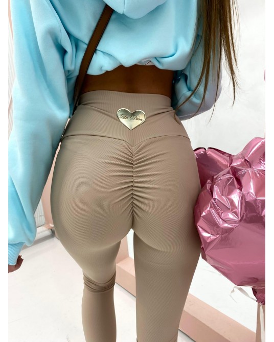 LEGGINSY Z MARSZCZENIM ▪️SERDUSZKO BEZOWE