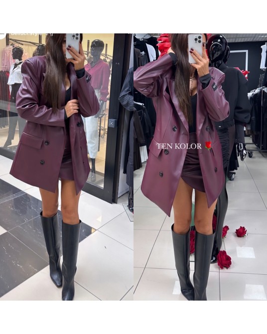 MARYNARKA LEATHER Z PASKIEM ▪️BORDO