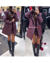 MARYNARKA LEATHER Z PASKIEM ▪️BORDO