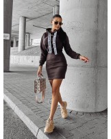 SUKIENKA Z KAPTUREM ▪️Brąz