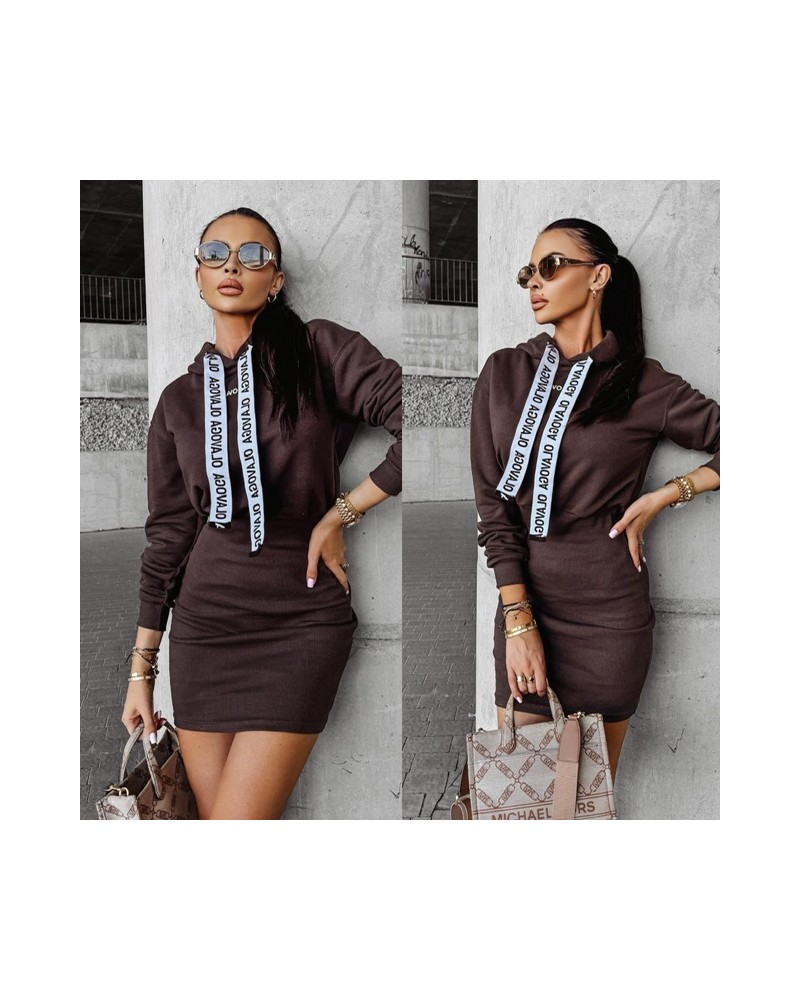 SUKIENKA Z KAPTUREM ▪️Brąz