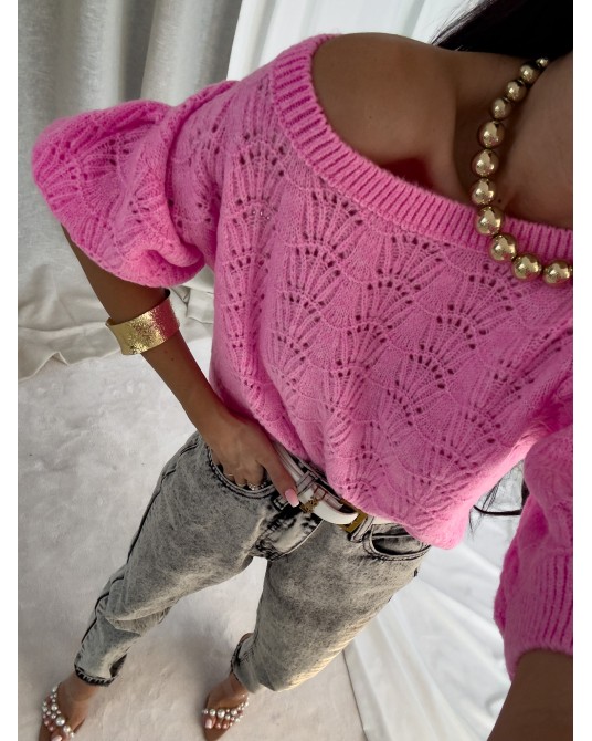 SWETEREK AŻUROWY ▪️SPRING różowy