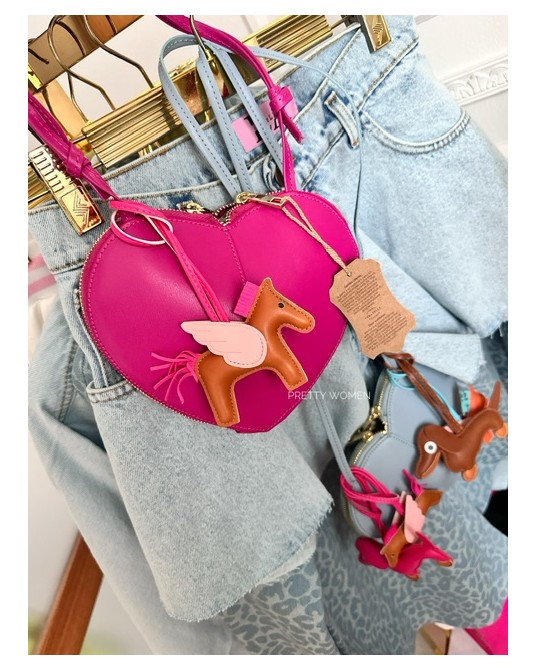 SKÓRZANA TOREBKA SERCE ▪️Alaila styl Różowa