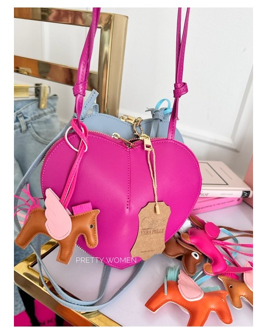 SKÓRZANA TOREBKA SERCE ▪️Alaila styl Różowa