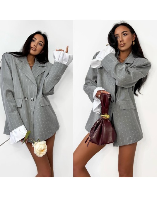 MARYNARKA BEIGE ▪️rękawy KORONKA