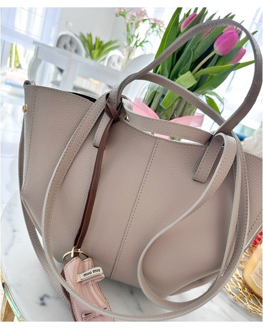SKÓRZANA TOREBKA MID  ▪️TAUPE