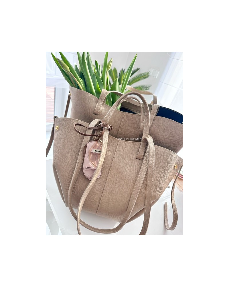 SKÓRZANA TOREBKA MID  ▪️Beżowa