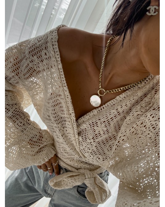 BLUZKA KIMONO AŻUROWE ▪️premium WANILIA