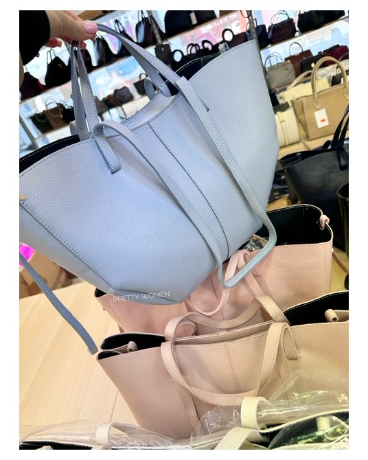 SKÓRZANA TOREBKA A4 ▪️błękitna