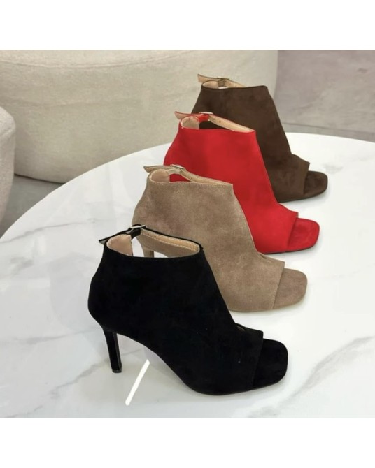 EFEKTOWNE SANDAŁKI BOTKI CZARNE  ▪️ZAMSZ