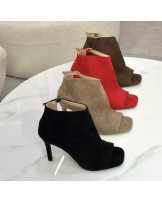 EFEKTOWNE SANDAŁKI BOTKI CZARNE  ▪️ZAMSZ