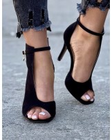 EFEKTOWNE SANDAŁKI BOTKI CZARNE  ▪️ZAMSZ