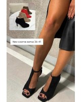 EFEKTOWNE SANDAŁKI BOTKI CZARNE  ▪️ZAMSZ