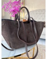 DUŻA ZAMSZOWA TOREBKA CZEKOLADOWA  ▪️