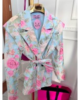 MARYNARKA DENIM Z PASKIEM ▪️Print FLOWERS