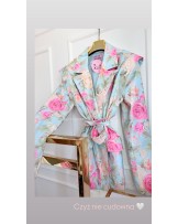 MARYNARKA DENIM Z PASKIEM ▪️Print FLOWERS