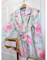 MARYNARKA DENIM Z PASKIEM ▪️Print FLOWERS