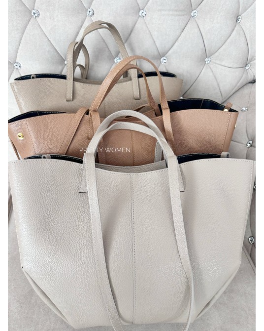 SKÓRZANA TOREBKA A4 ▪️ECRU