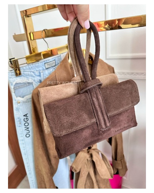 Torebka pętelka ▪️SKÓRA CZEKOLADOWA