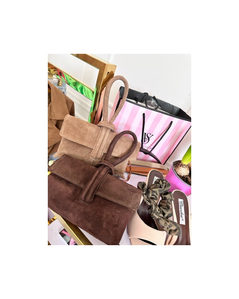 Torebka pętelka ▪️SKÓRA CZEKOLADOWA