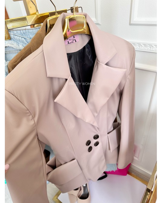 MARYNARKA FASHION ▪️ kieszenie NEW COLLECTION BEŻOWA LEATHER