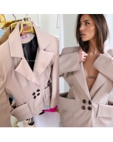 MARYNARKA FASHION ▪️ kieszenie NEW COLLECTION BEŻOWA LEATHER