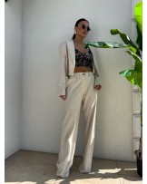 SPODNIE NATURAL LEN ▪️szaro-beż