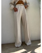 SPODNIE NATURAL LEN ▪️szaro-beż