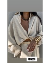 KOSZULA LEN SZARO-beż