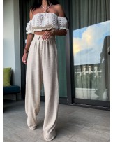 SPODNIE NATURAL LEN ▪️szaro-beż