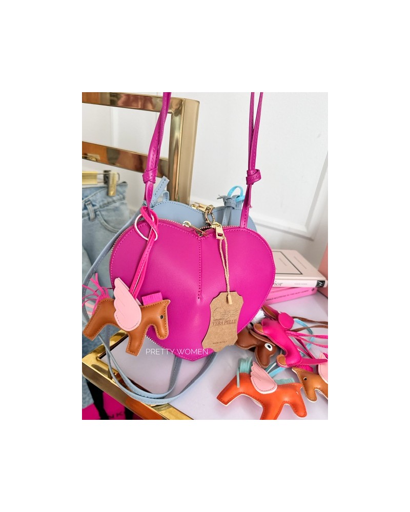 SKÓRZANA TOREBKA SERCE ▪️Alaila styl Różowa