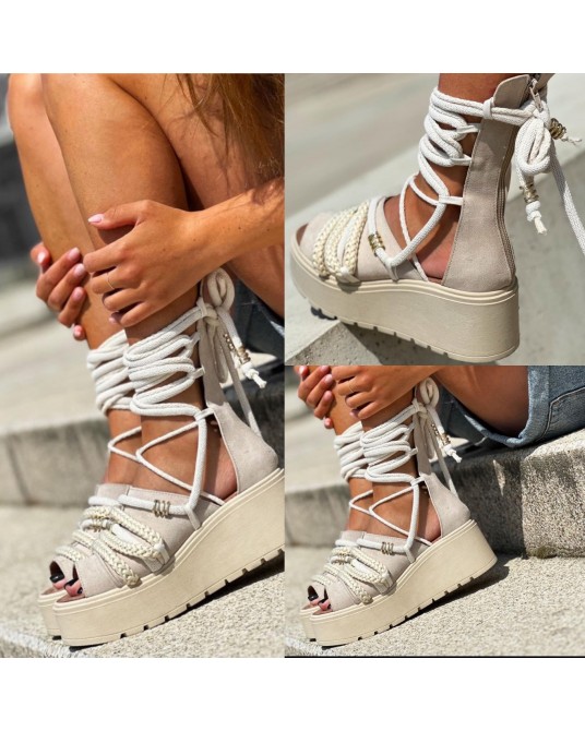 SKÓRZANE SANDAŁY  ▪️IXIH BEZOWE 