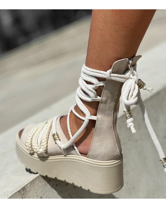 SKÓRZANE SANDAŁY  ▪️IXIH BEZOWE 