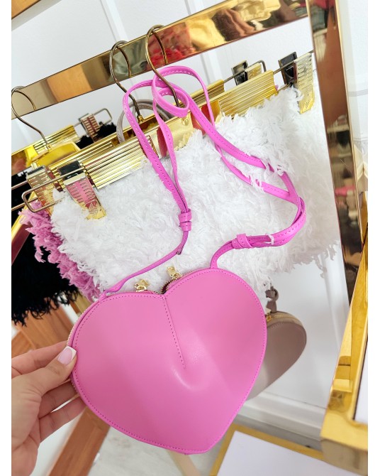 SKÓRZANA TOREBKA SERCE ▪️Alaila styl Różowa