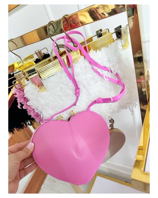 SKÓRZANA TOREBKA SERCE ▪️Alaila styl Różowa