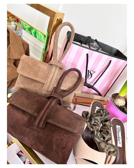 Torebka pętelka ▪️SKÓRA CZEKOLADOWA