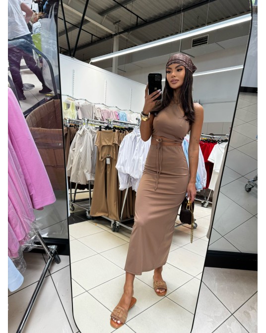 KOMPLET TOP I SPÓDNICA ▪️beżowy