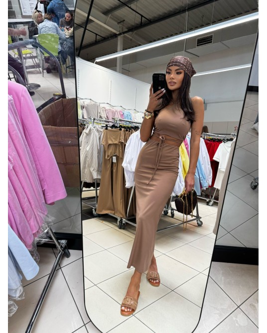 KOMPLET TOP I SPÓDNICA ▪️beżowy