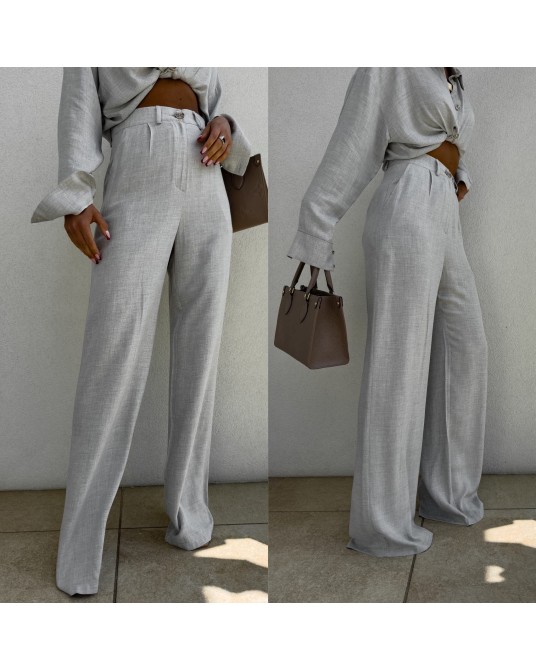 SPODNIE NATURAL LEN ▪️szaro-beż