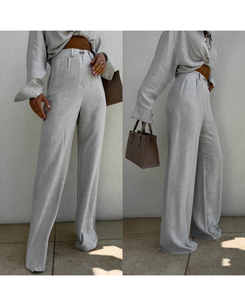 SPODNIE NATURAL LEN ▪️szaro-beż