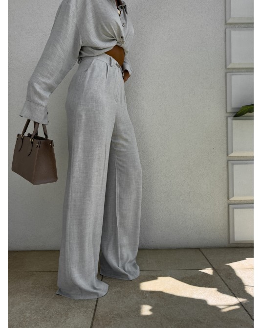 SPODNIE NATURAL LEN ▪️szaro-beż