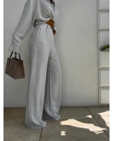 SPODNIE NATURAL LEN ▪️szaro-beż