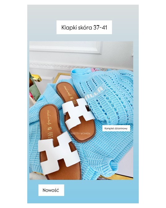 SKÓRZANE KLAPKI HH STYL  ▪️Białe