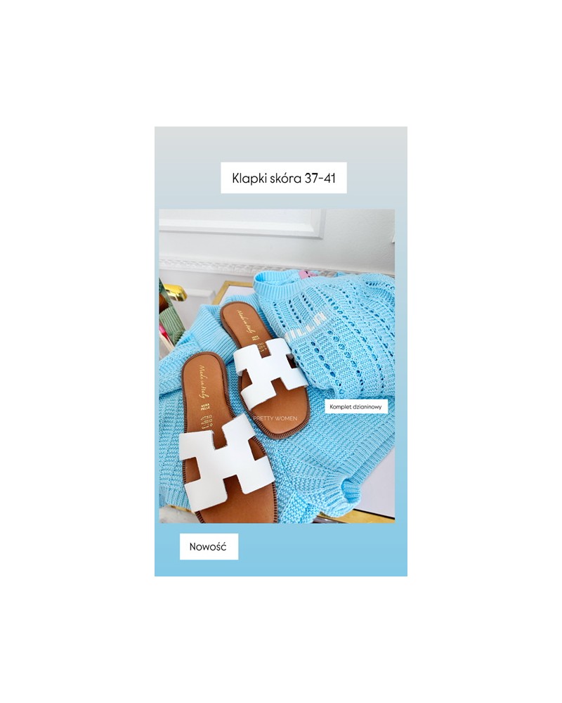 SKÓRZANE KLAPKI HH STYL  ▪️Białe