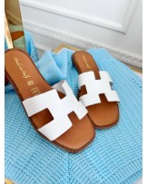 SKÓRZANE KLAPKI HH STYL  ▪️Białe