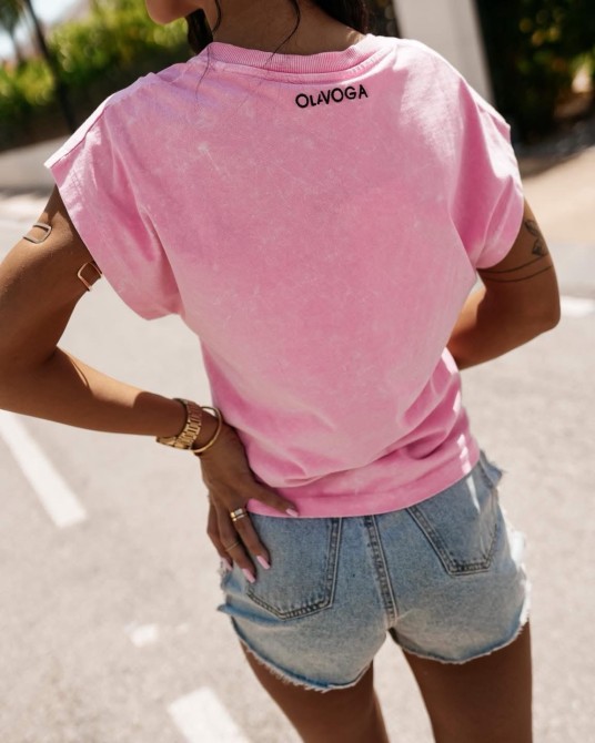 T▪️SHIRT dekatyzowany PUDROWY RÓŻ